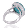 Indian Gemstone Jewelry Natural Larimar Gemstone Beautiful Design 925 Silver Ring Jewelry